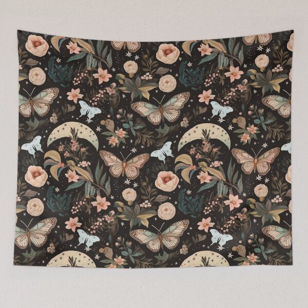 Item preview, Lunar Night Garden - Luna Moon Moth Witchy Aesthetic designed and sold by ThreeHaresMedia.