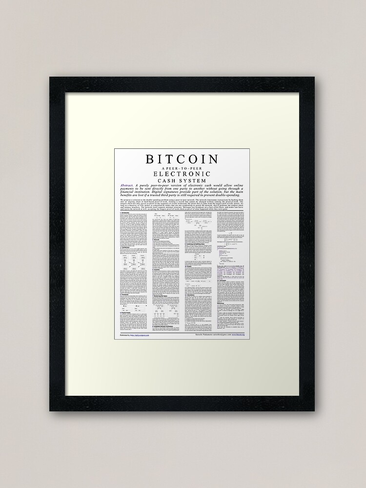 Thumbnail 2 of 7, Framed Art Print, Bitcoin Whitepaper Poster designed and sold by 7bitcoins.