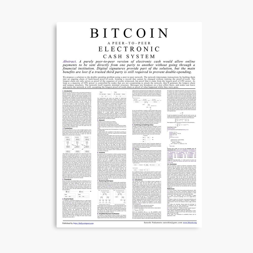 Bitcoin Whitepaper Poster