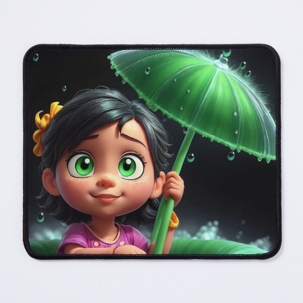 Item preview, Cute 3D girl with leaf Umbrella designed and sold by OutdoorArtistry.