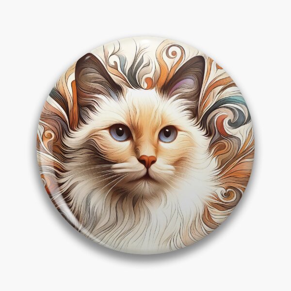 Item preview, Long Haired Flame Point Siamese Cat Portrait designed and sold by CattyCornerPOD.