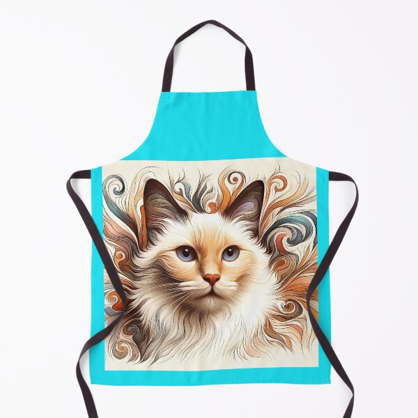 Item preview, Long Haired Flame Point Siamese Cat Portrait designed and sold by CattyCornerPOD.