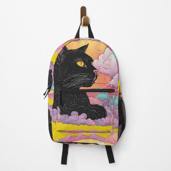 Item preview, e-ukiyo black Cat colorful Clouds designed and sold by Catophile.