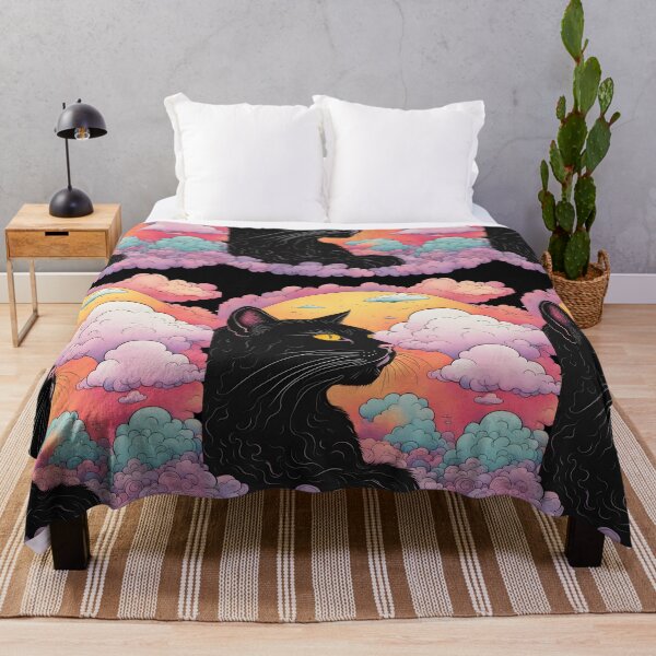 Item preview, e-ukiyo black Cat colorful Clouds  designed and sold by Catophile.