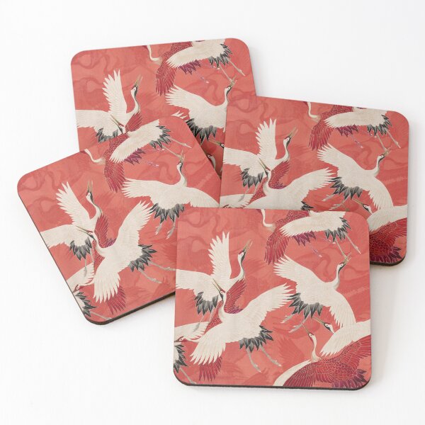 Item preview, Red and White Cranes Flying Pattern designed and sold by Asia Wetherell.