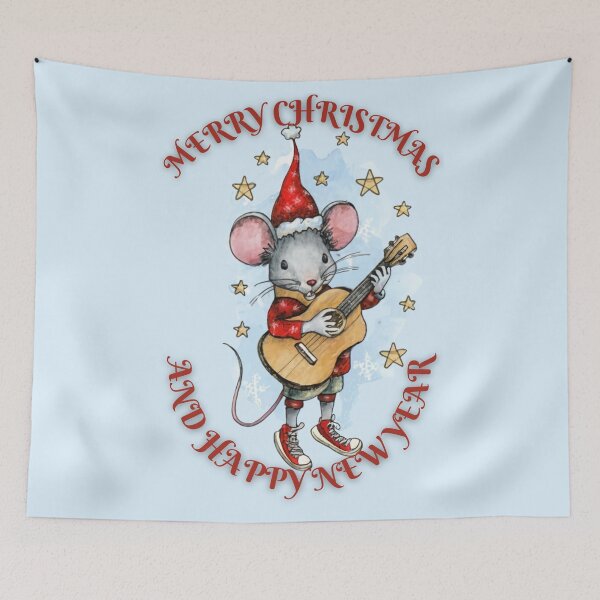 Item preview, LITTLE CHRISTMAS MOUSE PLAYING GUITAR, COLORFUL GRAPHICS designed and sold by Meandmyshop.