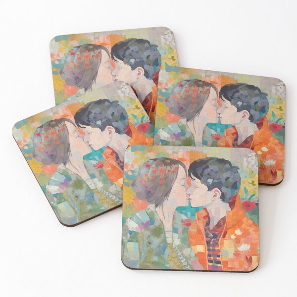 Item preview, PAINTING OF A KISS ON FABRICS designed and sold by infinitearte.