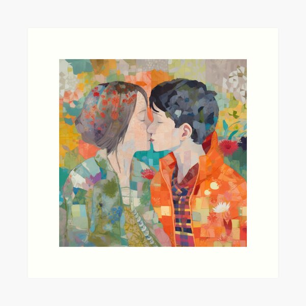 Aperçu de l'œuvre PEINTURE D'UN BAISER SUR TISSUS créée et vendue par infinitarte.
