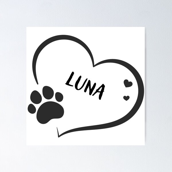Item preview, Luna pet dog cat name in a heart with a paw, great gift for dog or cat owners designed and sold by OCS1337.