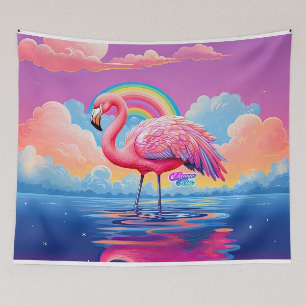 Item preview, Whimsical Y2K Rainbow Flamingo Collection: Magical Shirts, Stickers, and More! designed and sold by ChromaKins.