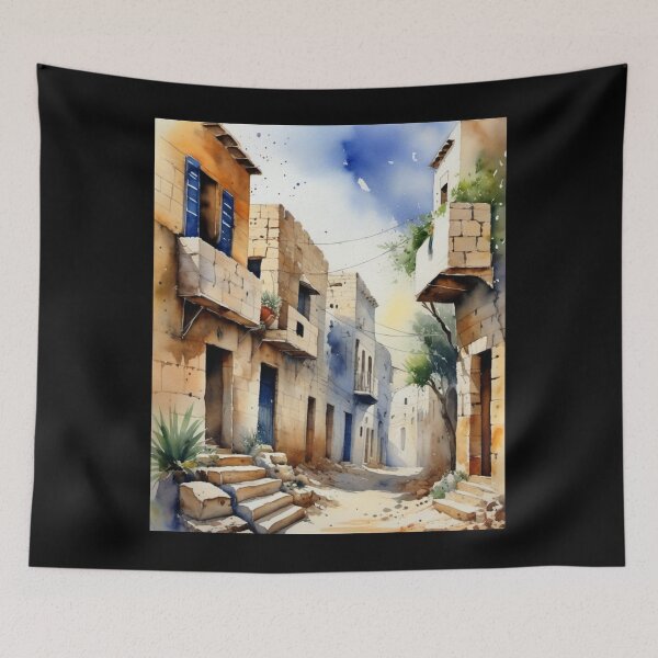 Aperçu de l'œuvre Vue sur la ville de la guerre israélo-palestinienne créée et vendue par Watercolored-Me.