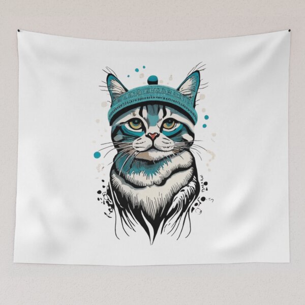 Item preview, Blue cat on oil style  designed and sold by PaulBlueShop.