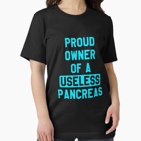 Vista previa del artículo con la obra «Orgulloso propietario de un páncreas inútil - Diabetes divertida y sarcástica», diseñado y vendido por lookhumandesign.