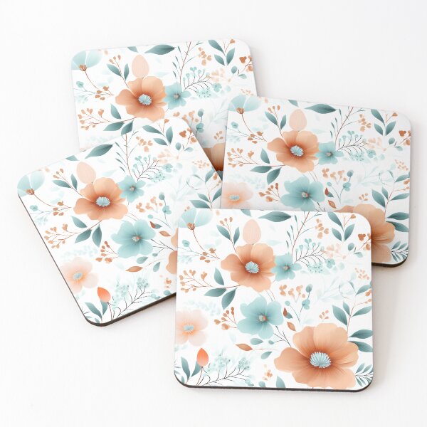 Item preview, Beautiful Peach and Teal Flowers designed and sold by ShinyWolf.