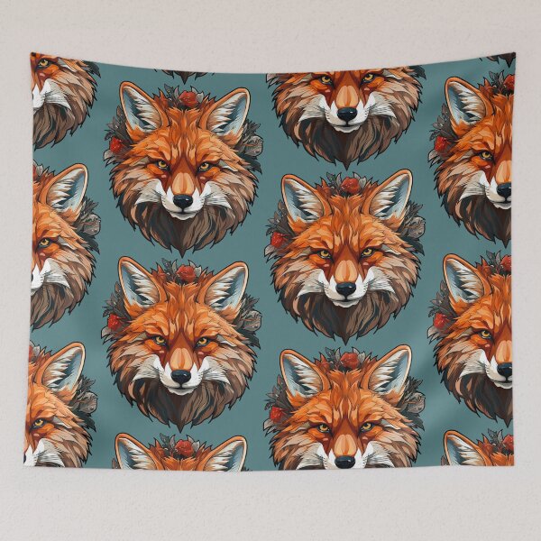 Item preview, Floral Feral Red Fox Head Portrait  designed and sold by FoxTreeDesign.