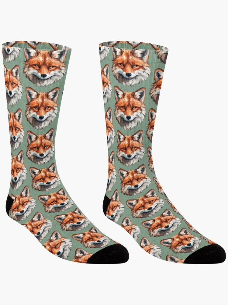 Thumbnail 3 of 5, Socks, Red Fox Head Portrait designed and sold by FoxTreeDesign.