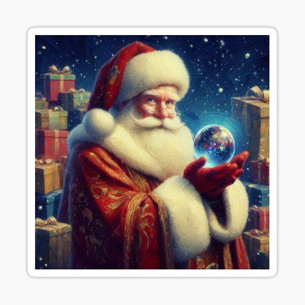Christmas Santa Claus oil paint classic Sticker