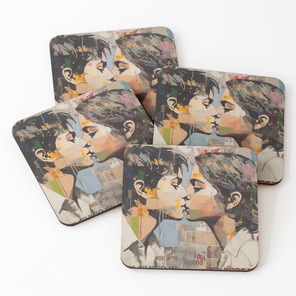 Item preview, PAINTING ON A WALL OF A KISS BETWEEN A BOY AND A GIRL designed and sold by infinitearte.