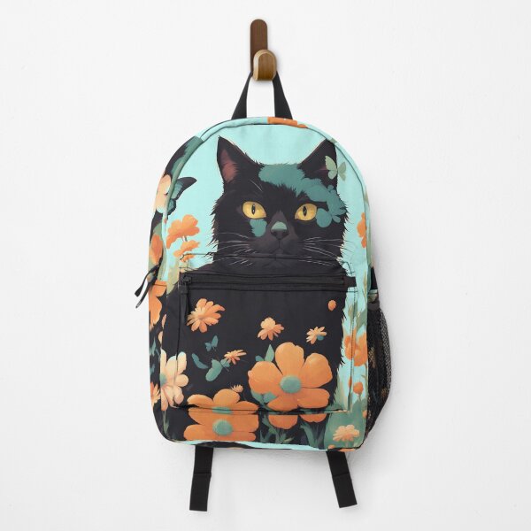 Item preview, black cat flowers and butterflies designed and sold by Catophile.