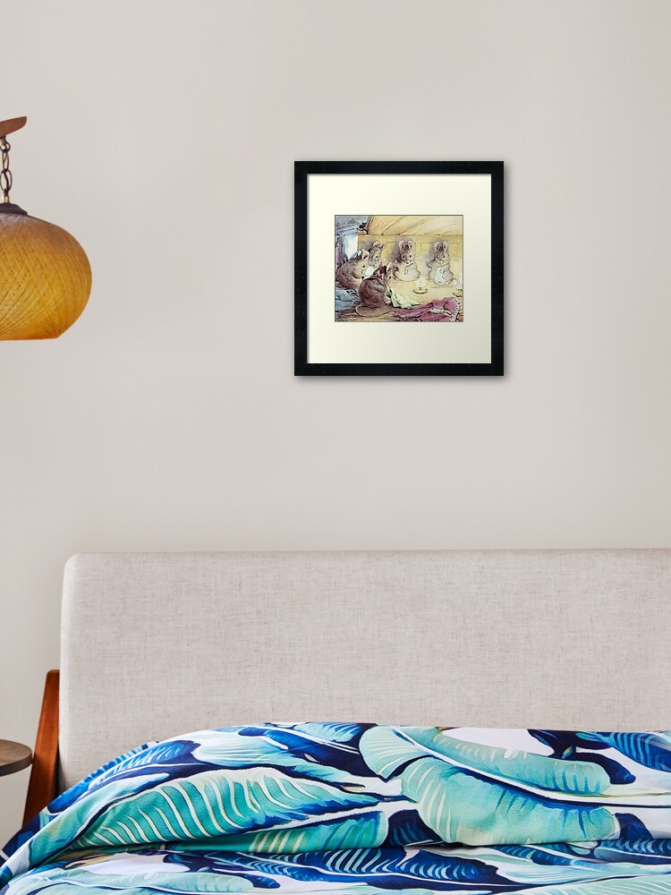 Thumbnail 1 of 7, Framed Art Print, Sewing by Candlelight - The Tailor of Gloucester - Beatrix Potter designed and sold by forgottenbeauty.