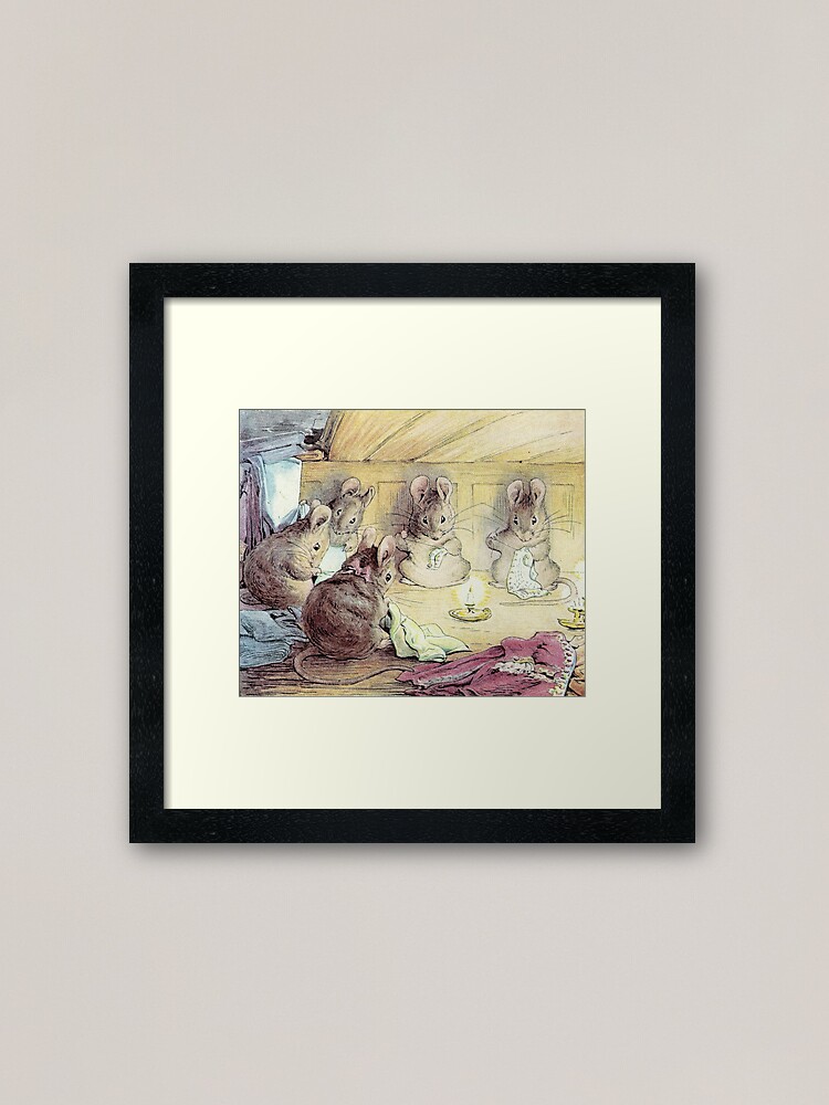 Thumbnail 2 of 7, Framed Art Print, Sewing by Candlelight - The Tailor of Gloucester - Beatrix Potter designed and sold by forgottenbeauty.