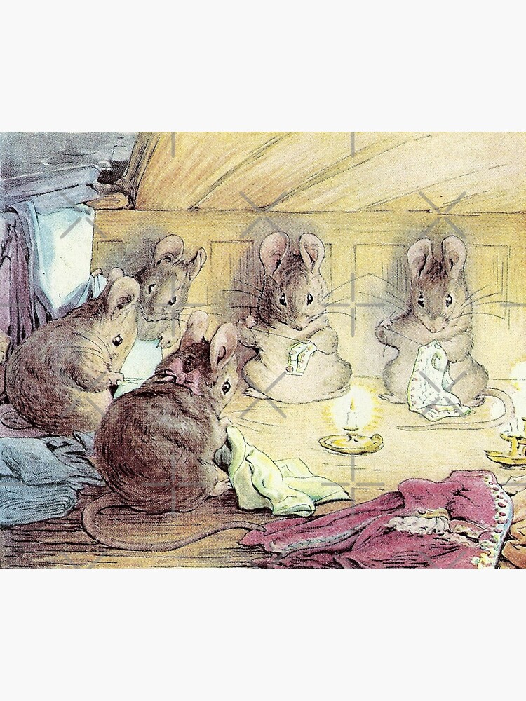 Thumbnail 7 of 7, Framed Art Print, Sewing by Candlelight - The Tailor of Gloucester - Beatrix Potter designed and sold by forgottenbeauty.
