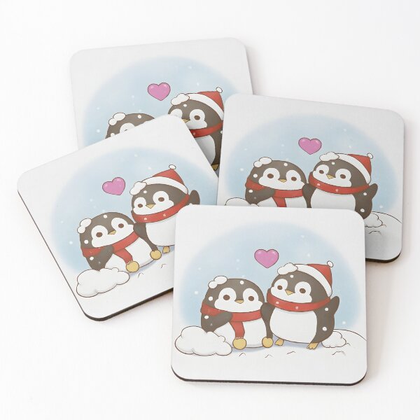 Item preview, Cute Winter Penguin Couple Date Night Anime Art Snow Christmas Santa Red Hat Snow designed and sold by ScarletGoldenOx.