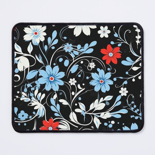 Item preview, Floral pattern with red, blue and white flowers designed and sold by Kitty Nut House.