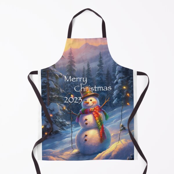 Item preview, Snowmen in a mountain setting, adorned with colorful Christmas lights. designed and sold by Mickeymouse2023.