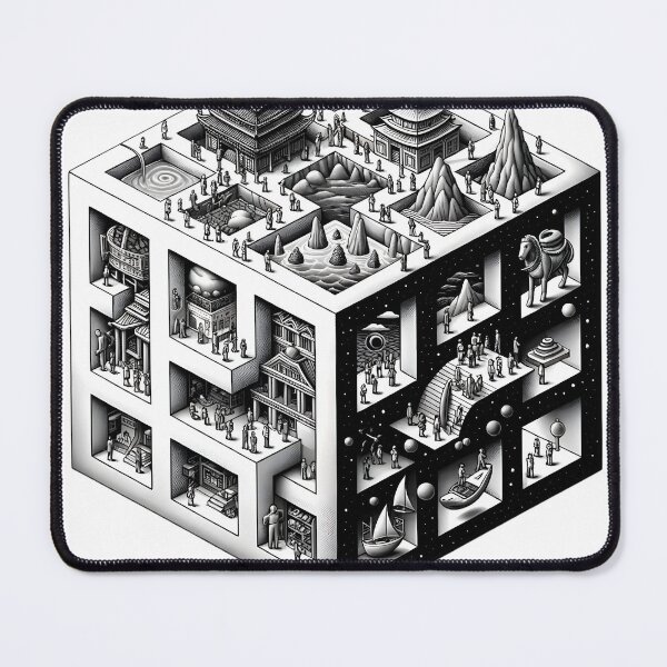 Item preview, M.C. Escher Inspired Surreal Morphing geometric designed and sold by divinedeco1925.