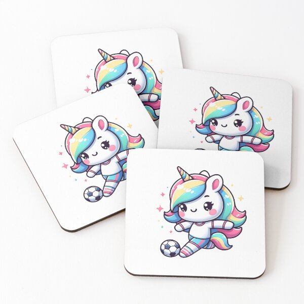 Item preview, Kawaii Unicorn Soccer Player - Cute Athletic Fantasy Illustration designed and sold by PuffPuffPrint.