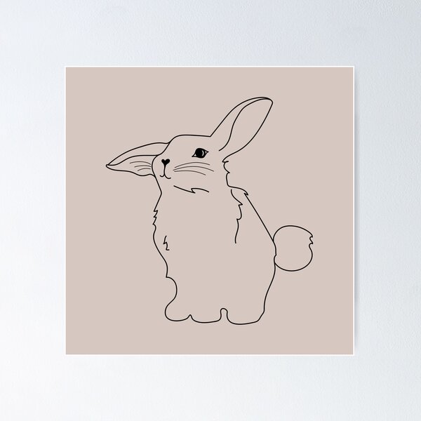 Item preview, Picture of black linear draw bunny illustration designed and sold by Bimbombam.