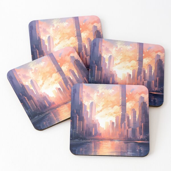 Item preview, Sunset Symphony: A Bustling City Skyline in Watercolor designed and sold by Shirtastically.