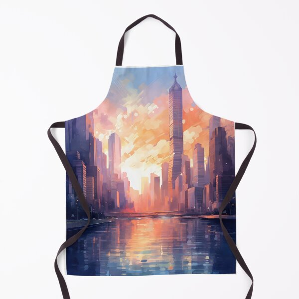 Item preview, Sunset Symphony: A Bustling City Skyline in Watercolor designed and sold by Shirtastically.