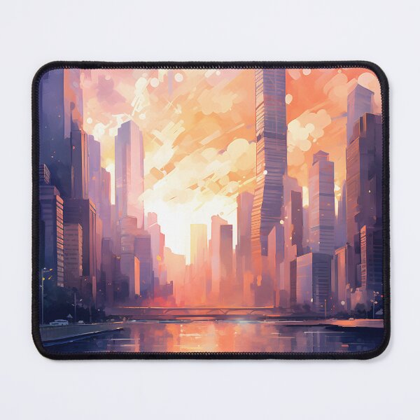 Item preview, Sunset Symphony: A Bustling City Skyline in Watercolor designed and sold by Shirtastically.