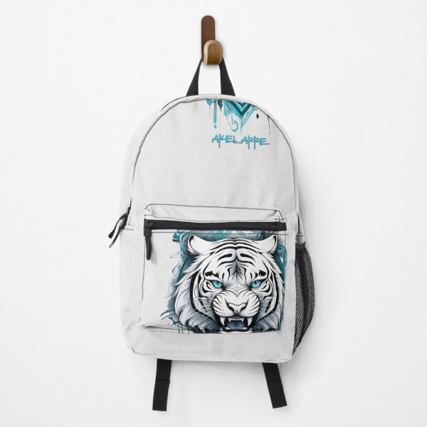 Item preview, White and turquoise tribal tiger, Akelarre designed and sold by AkelarreDesigns.