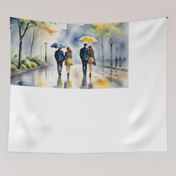 Item preview, A Charming Couple's Stroll Through a Rainy City Street designed and sold by PanoramaPrints.