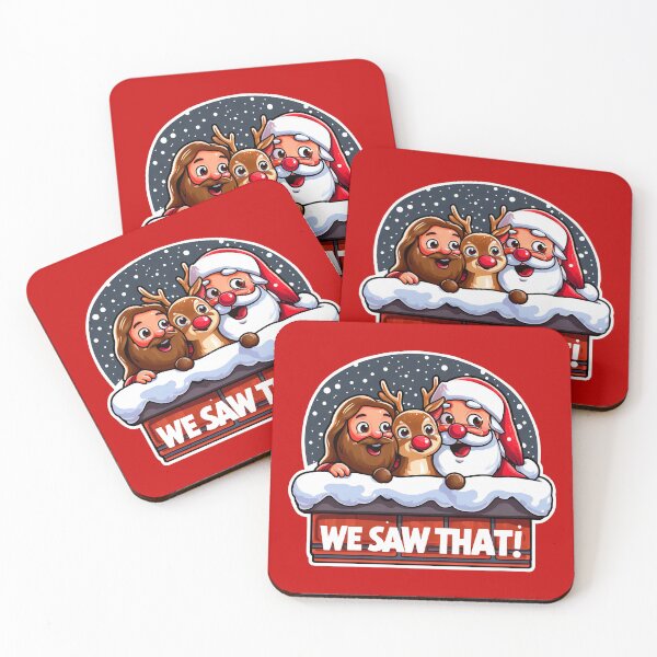 Item preview, WE SAW THAT meme JESUS Santa Claus Rudolph the Red Nosed Reindeer Chimney designed and sold by plushism.