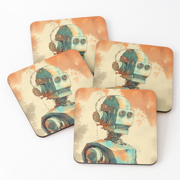 Item preview, A VINTAGE WATERCOLOR ROBOT designed and sold by infinitearte.