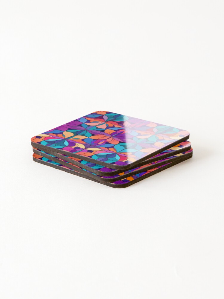 Thumbnail 4 of 5, Coasters (Set of 4), Inlay Style Pattern designed and sold by SideSignal.