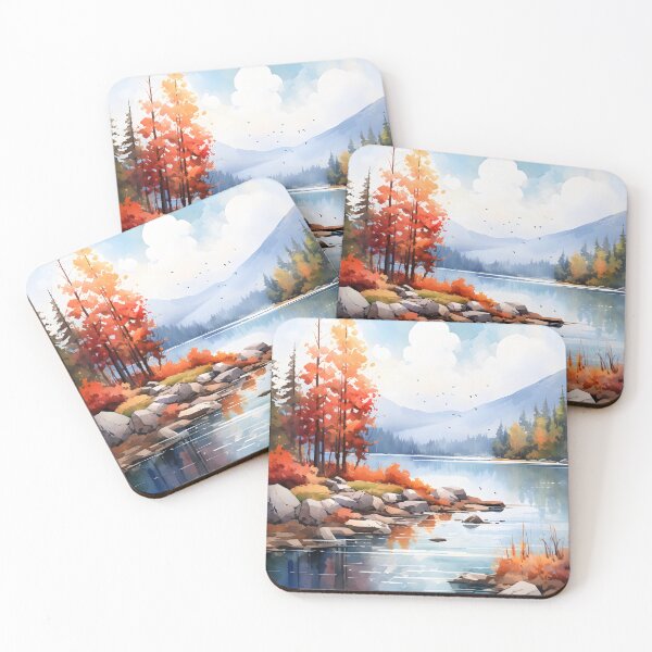 Item preview, Watercolor Whispers: A Serene Fall Lake designed and sold by Shirtastically.