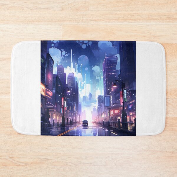 Item preview, Nighttime Neon: A City Skyline in Watercolor designed and sold by Shirtastically.