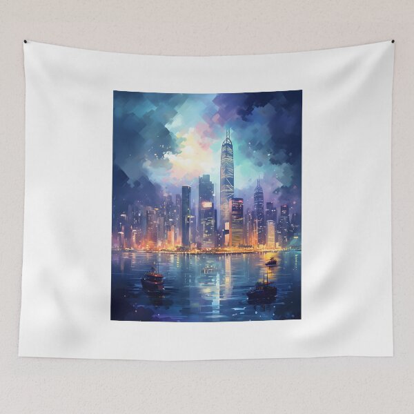 Item preview, Urban Dreams: A Night City Skyline in Watercolor designed and sold by Shirtastically.