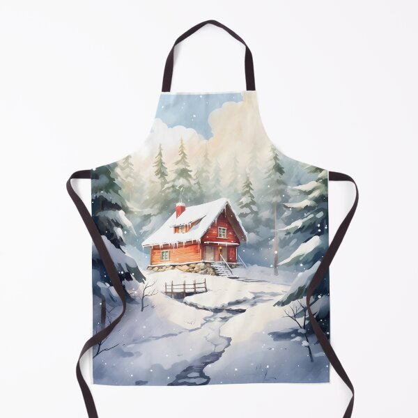 Item preview, Snowy Solitude: A Cozy Cabin in Watercolor designed and sold by Shirtastically.
