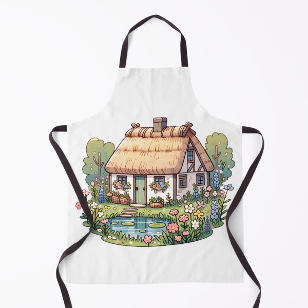 Aperçu de l'œuvre Idyllic Thatched Roof Cottage with Springtime Garden créée et vendue par UmbrellaStudio1.