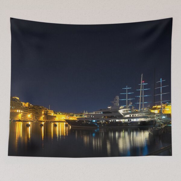 Item preview, Silky and Sleek - Megayachts in the Grand Harbour of Malta designed and sold by Georgia Mizuleva.