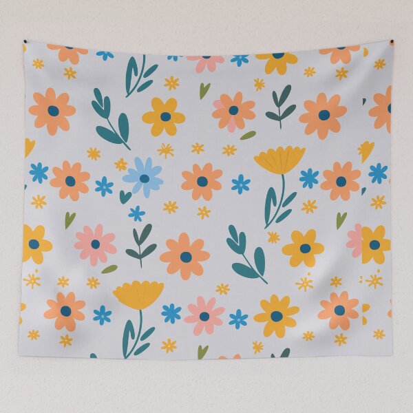 Item preview, pattern with cute flowers and sun on pastel colors handwritting style designed and sold by Carolina Salazar.