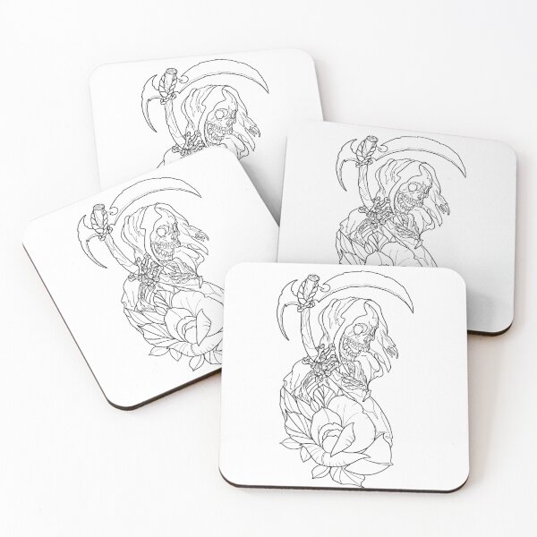 Item preview, Neo traditional grim reaper line work flash designed and sold by ReaperRoseCo.