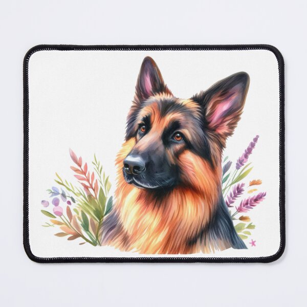Item preview, Floral German Shepherd Watercolor Painting - GSD with Flowers designed and sold by Star-Fragment.