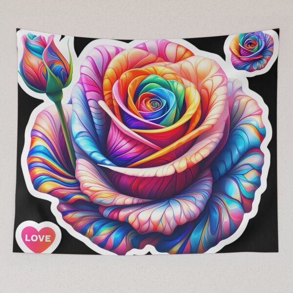 Item preview, Colorful rose saying "I love you" designed and sold by AI-Only Creations.